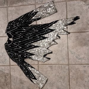 Fun vintage sparkly sequin silk blouse